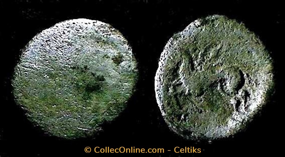 fraction au cheval et au bouclier - gauche monnaies antiques celtes fraction au cheval et au bouclier gauche