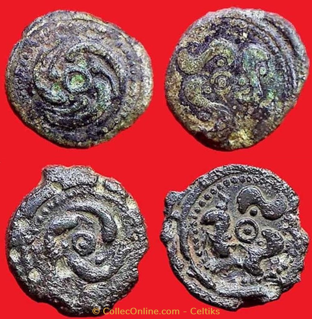monnaies antiques celtes bronze au trois poissons