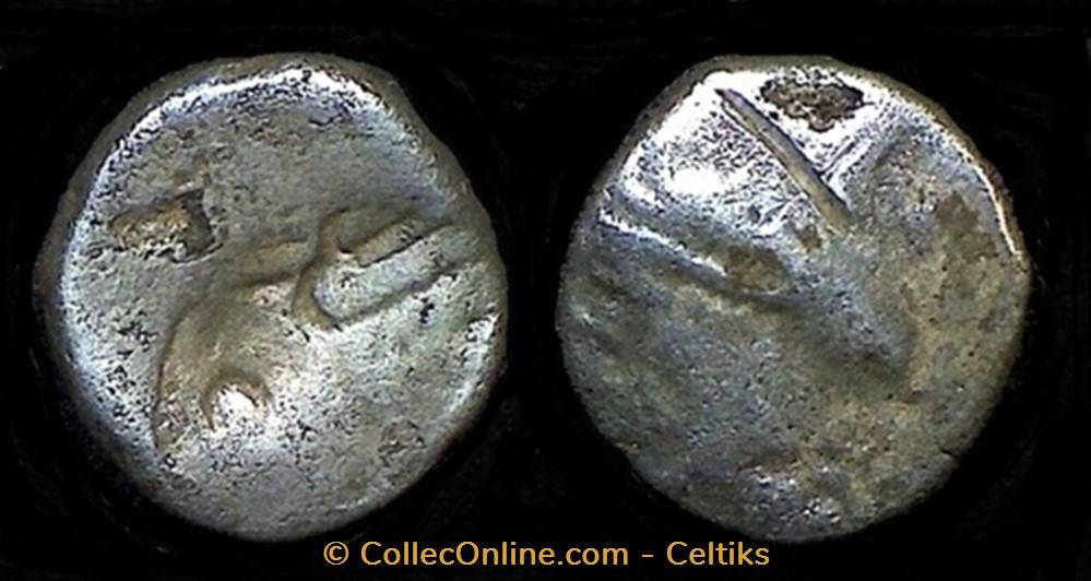 monnaies antiques celtes denier a la tete casquee