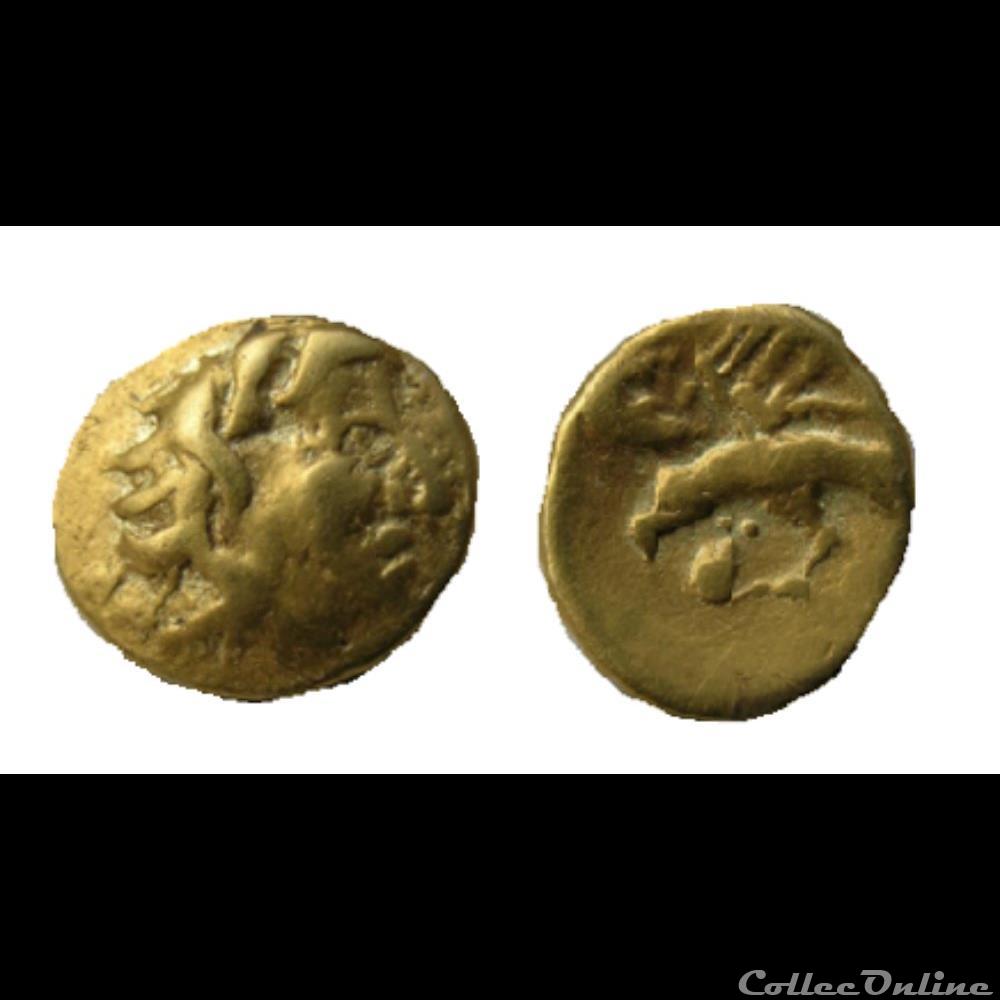 monnaie antique gauloise serie 505a dt 2570 var huitieme de statere a aigle