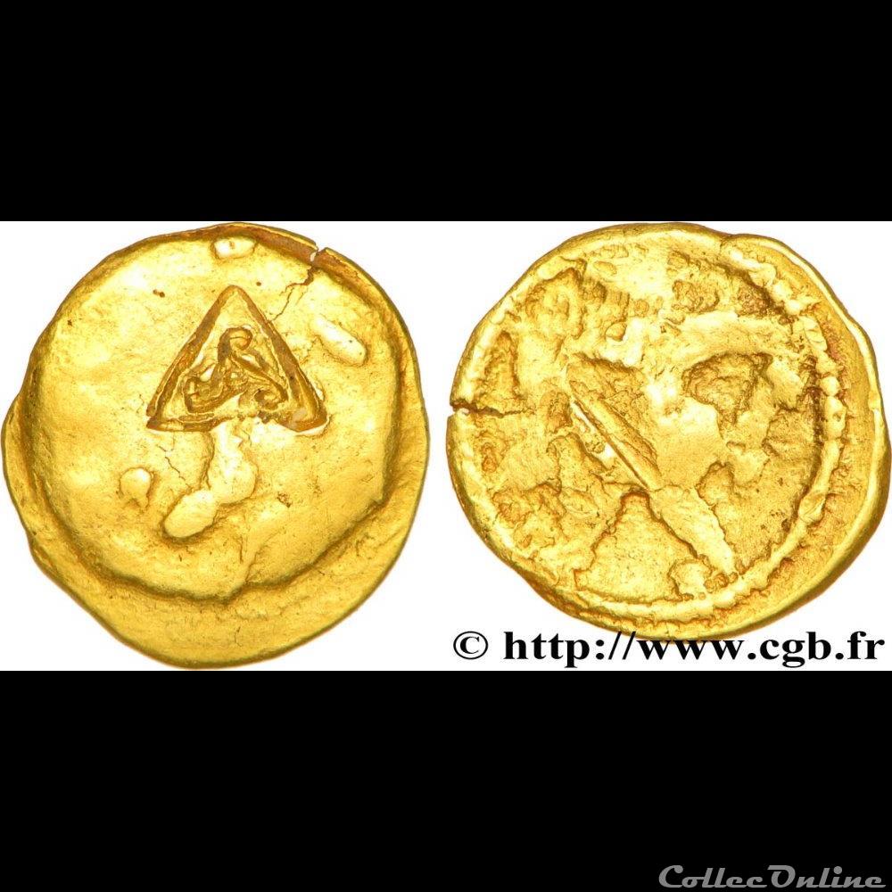 DT.2024 Quart de statère type "pontife forgeron" monnaies antiques av jc ap celtes dt 2024 quart de statere type pontife forgeron