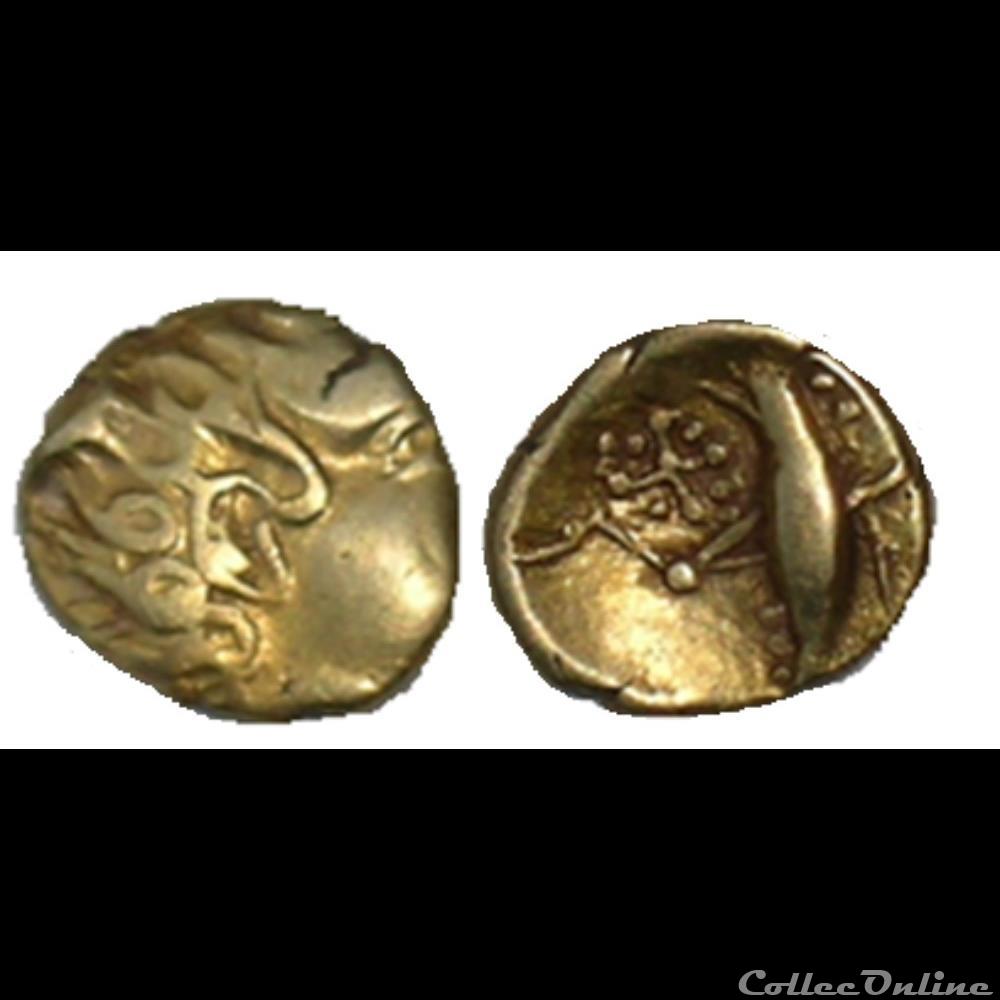 serie 505A DT 2570 var huitième de statère à l'aigle fourré monnaie antique gauloise serie 505a dt 2570 var huitieme de statere a aigle fourre