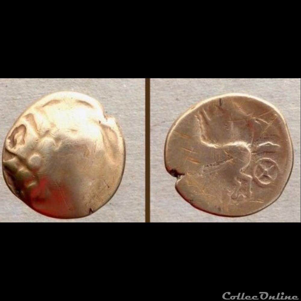 Statère au fleuron et à la roue monnaie antique gauloise statere au fleuron et a la roue