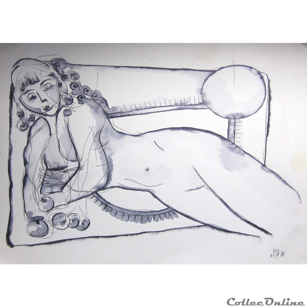 OLIVA CHRISTOPHE - art antiquite tableaux gouach oliva christophe