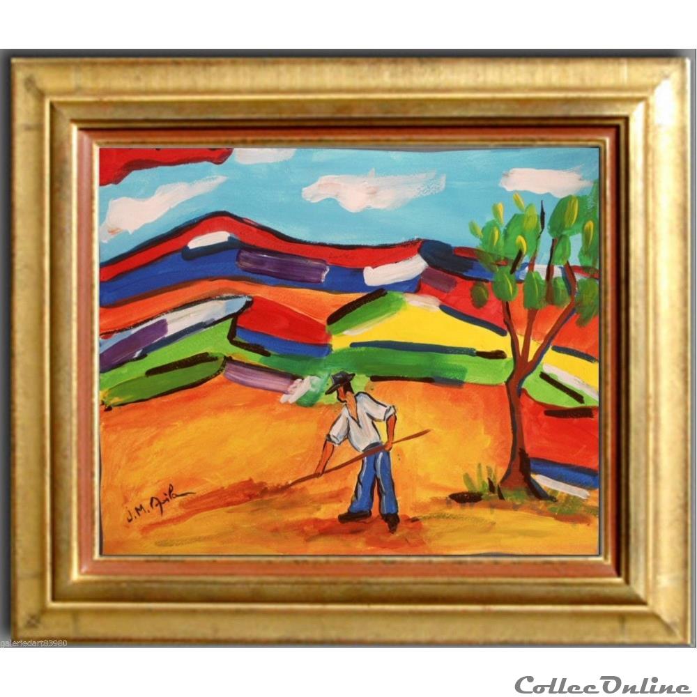 art antiquite tableaux gouach avila j m la fenaison