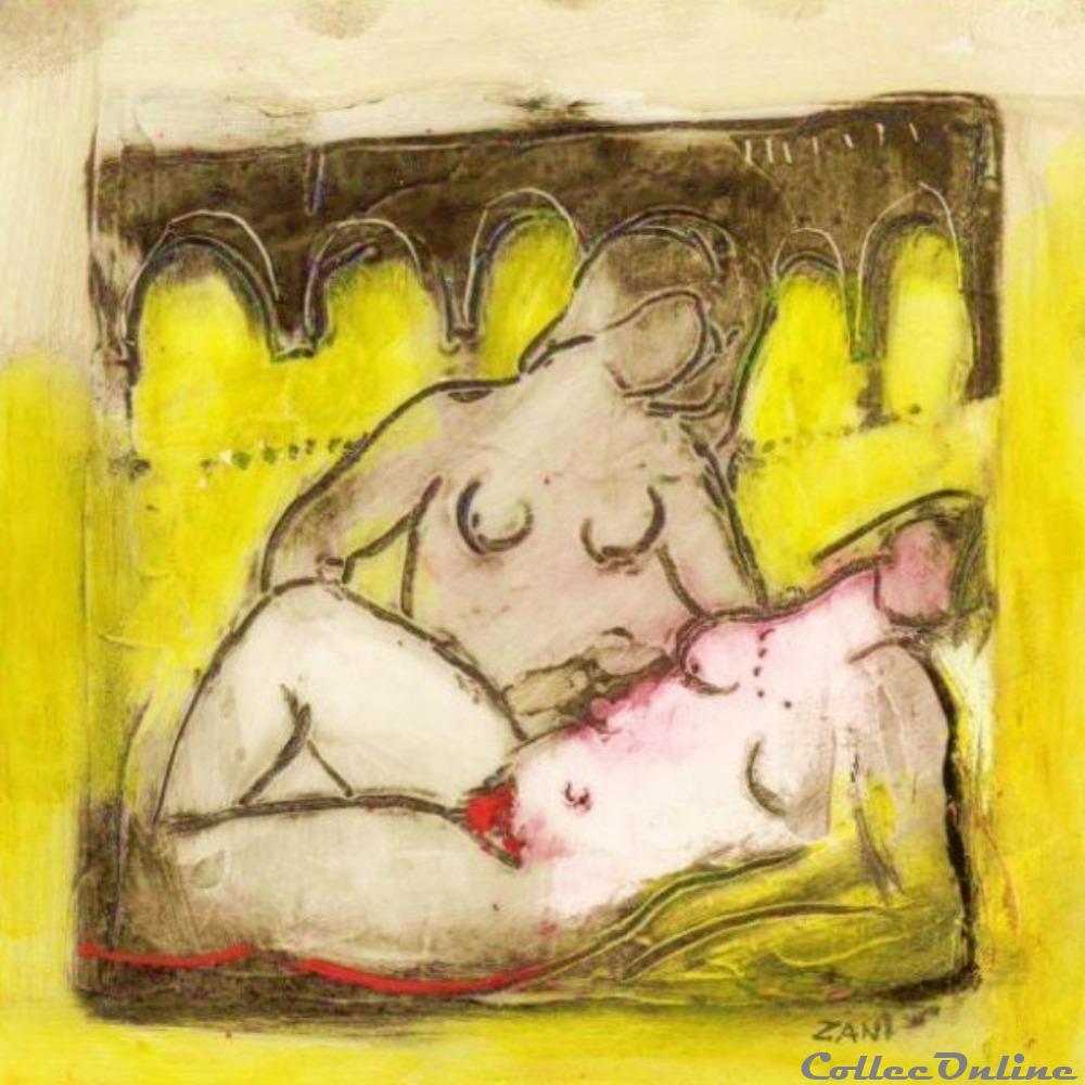 ZANI -- YELLOW TOWN - art antiquite tableaux autre zani yellow town