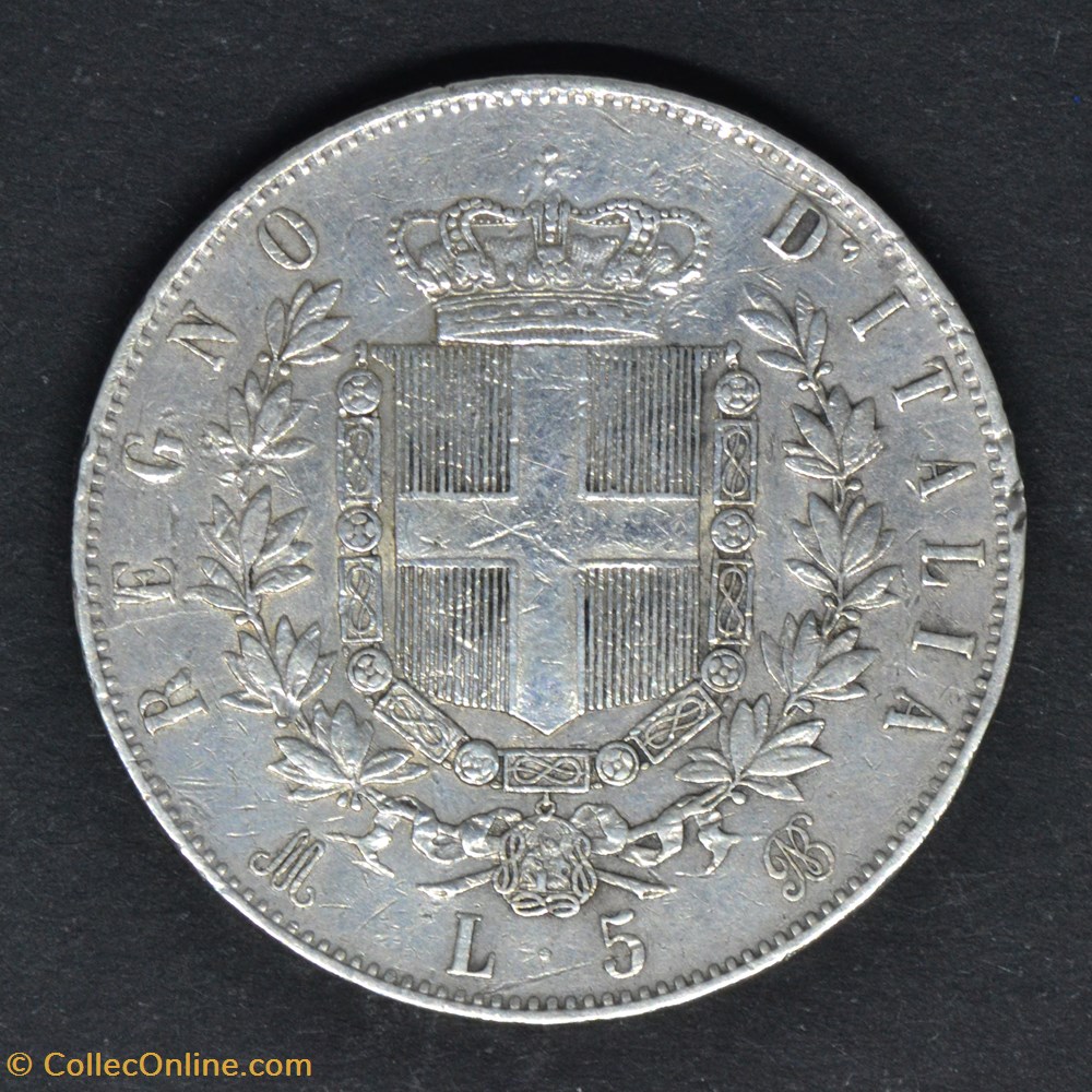 5 Lire 1874 coin world italium 5 lire 1874