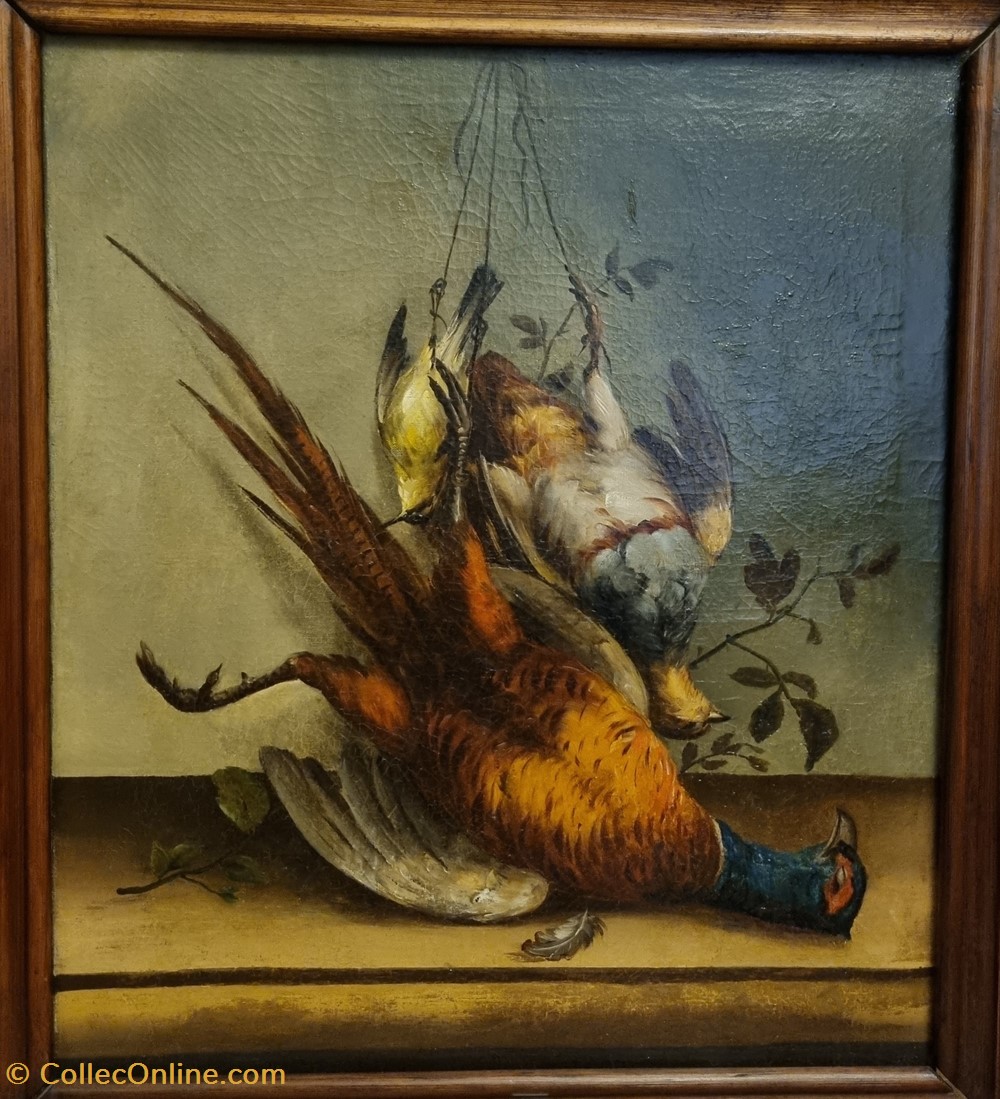 Trophée de chasse avec faisan, perdreau et grive (Ecole du XXe siècle) art antiquites peintures dessins trophee de chasse avec faisan perdreau et grive ecole du xxe siecle