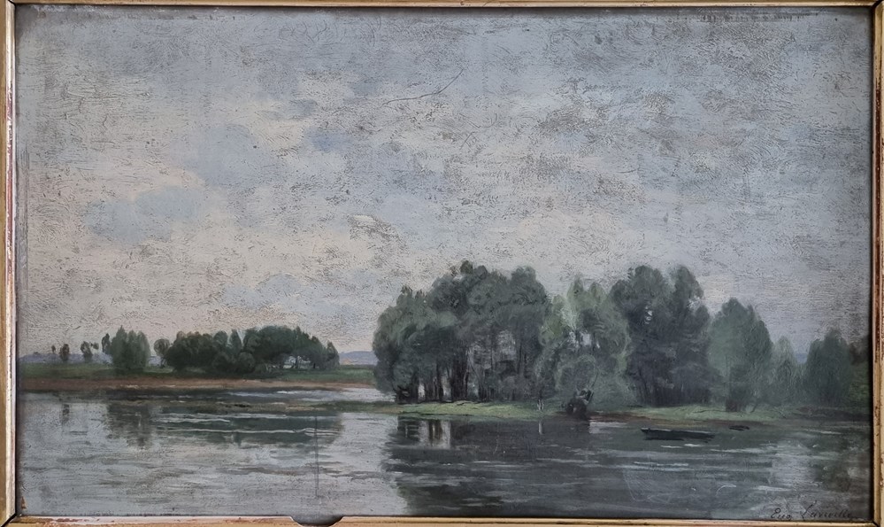 art antiquites peintures dessins paysage fluvial eugene antoine lavielle