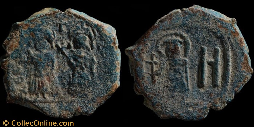 Follis de Phocas émis à Cherson (602-610) monnaie antique av jc ap byzantine follis de phocas emis a cherson 602 610