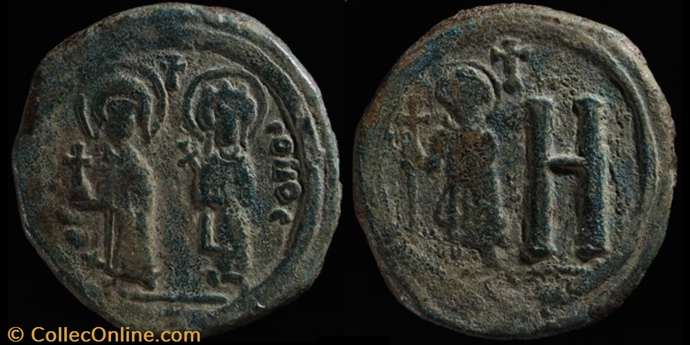 Follis de Tibère II Constantin et Ino Anasta (578-582 ap J.-C.) monnaie antique av jc byzantine follis de tibere ii constantin et ino anasta 578 582 ap j c