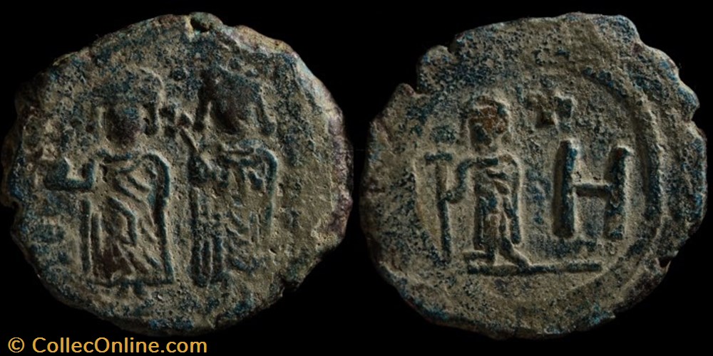 Follis de Phocas émis à Cherson (602-610) monnaie antique av jc ap byzantine follis de phocas emis a cherson 602 610