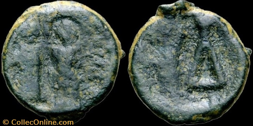 monnaie antique av jc ap byzantine imitation du demi follis de justin ii attribue a theophile 829 842