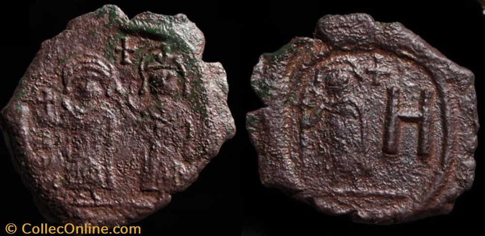 Follis de Phocas émis à Cherson (602-610) monnaie antique av jc ap byzantine follis de phocas emis a cherson 602 610