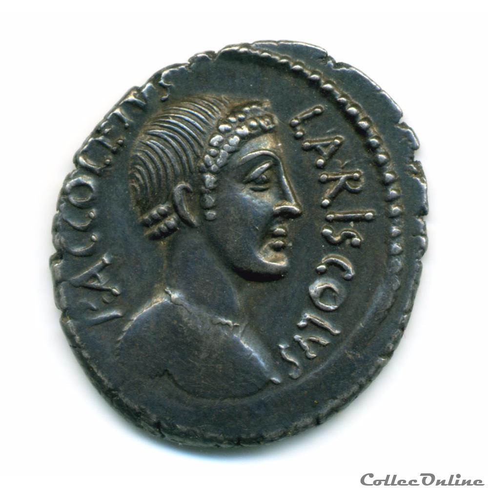 PUBLIUS ACCOLEIUS LARISCOLUS monnaie antique romaine publius accoleius lariscolus