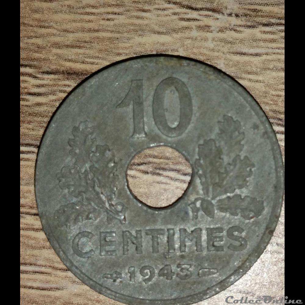 10 Cts Etat Françcais 1943 monnaie france moderne 10 cts etat franccais 1943