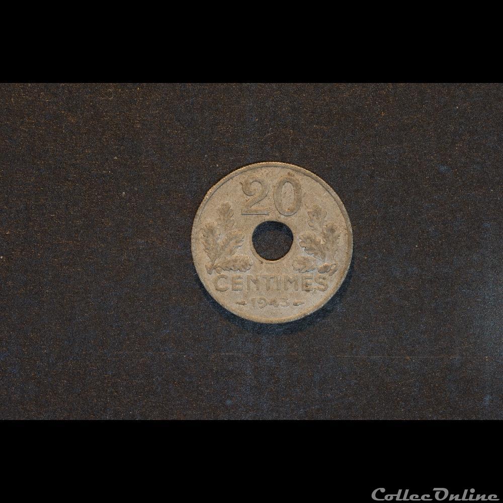 20 Cts Etat Francais 1943 monnaie france moderne 20 cts etat francais 1943