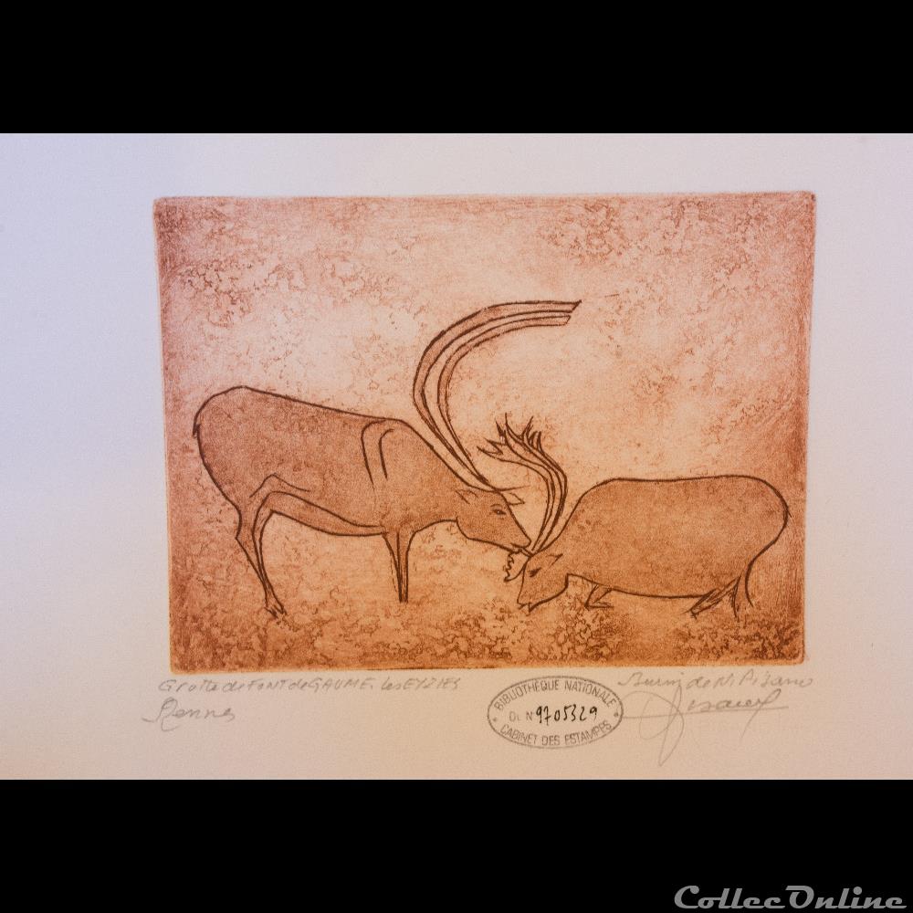 art antiquite estampe gravure banque france xxe noel pisano rennes grottes de font de gaume