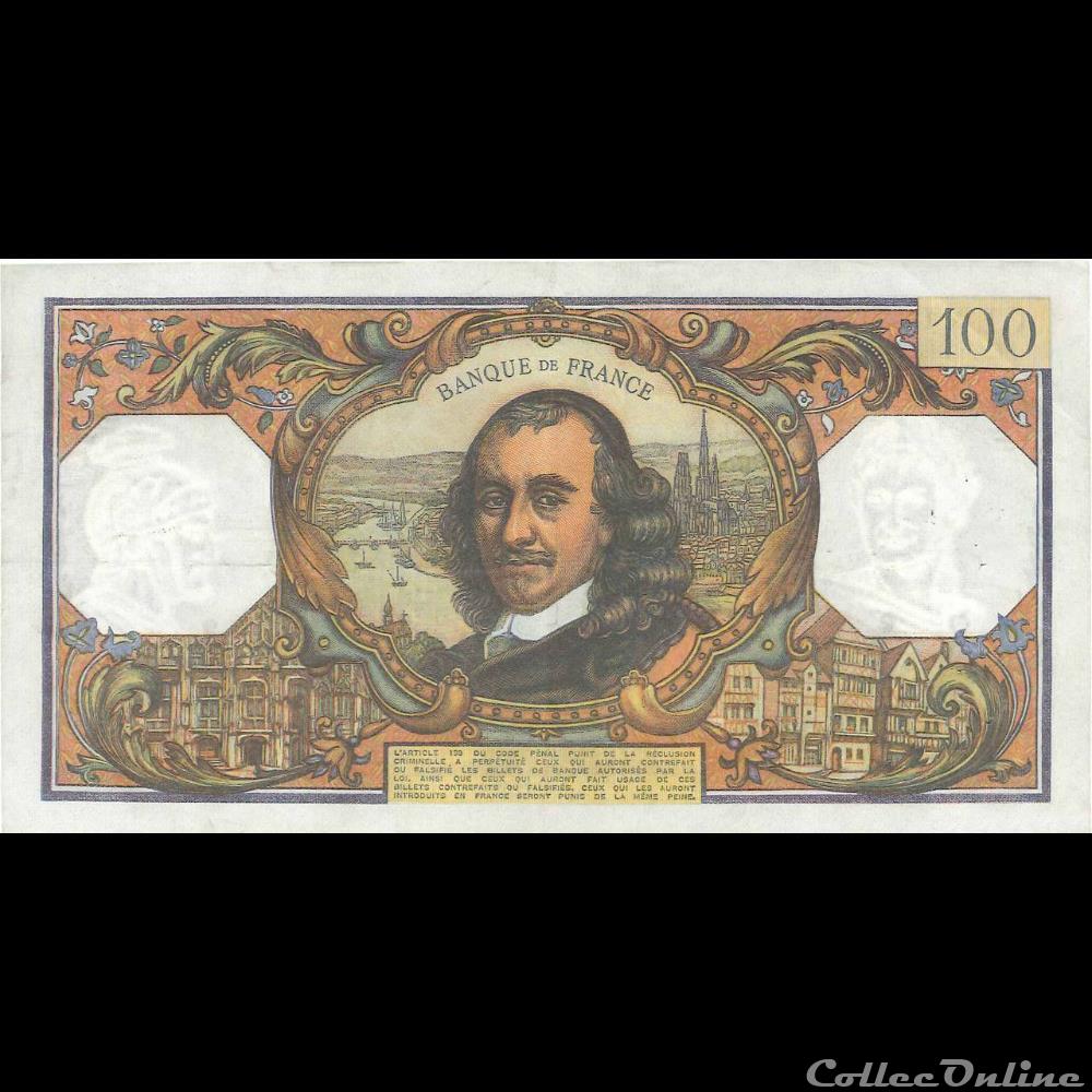 100 Francs Corneille 1972 billet france banque de xxe 100 francs corneille 1972