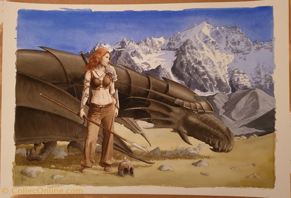art antiquites peintures dessins le final sylf et son dragon lance de sylf