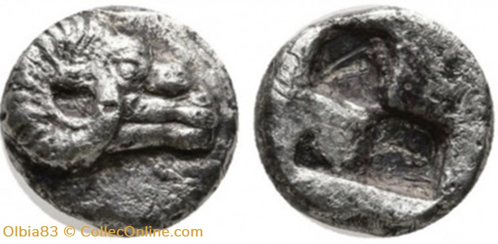 *Cebren / Diobole / Tête de Bélier à droite - Carré creux. monnaies antiques grecques cebren diobole tete de belier a droite carre creux