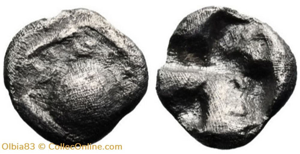 Ionie / Incertaine / Hemiobole / Œil Humain - Carré creux. monnaies antiques grecques ionie incertaine hemiobole il humain carre creux