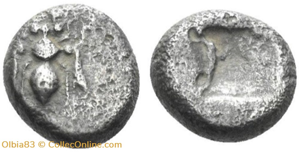 *Ionie-Ephèse-Diobole-Abeille / Carré creux. monnaies antiques grecques ionie ephese diobole abeille carre creux