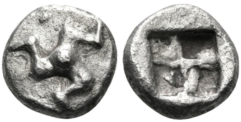 Pamphylie Aspendos / Obole / Triskélès entouré de globules - Carré creux. monnaies antiques grecques pamphylie aspendos obole triskeles entoure de globules carre creux