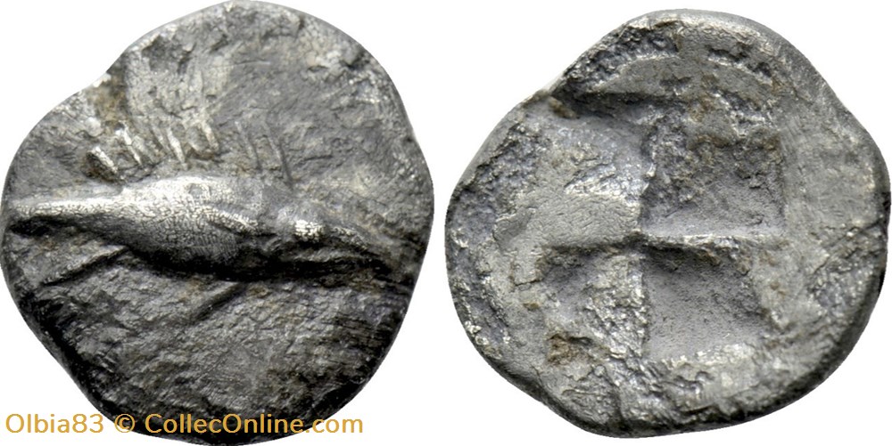 *Cyzique / Obole / Thon à droite - Carré creux monnaies antiques grecques cyzique obole thon a droite carre creux