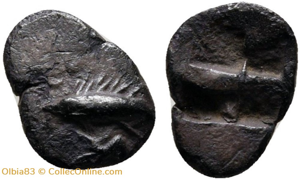 *Cyzique / Hémiobole / Thon nageant à gauche - Carré creux monnaies antiques grecques cyzique hemiobole thon nageant a gauche carre creux