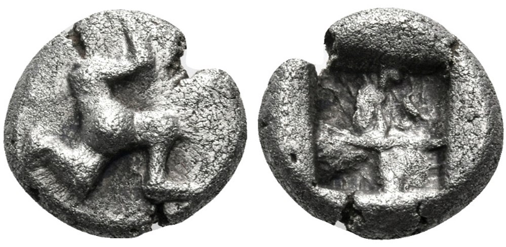 Pamphylie Aspendos / Obole / Triskélès entouré de globules - Carré creux. monnaies antiques grecques pamphylie aspendos obole triskeles entoure de globules carre creux