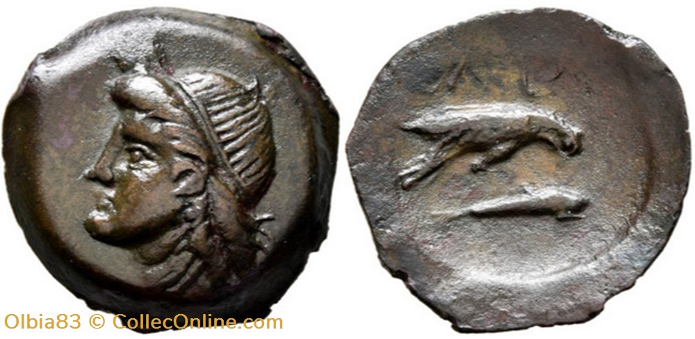 Sarmatie / Olbia / Unité / Tête de Demeter - Aigle et Dauphin. monnaies antiques grecques sarmatie olbia unite tete de demeter aigle et dauphin