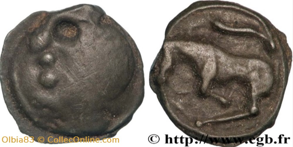 Potin “à la tête diabolique” - Taureau à gauche monnaies antiques grecques potin a la tete diabolique taureau a gauche