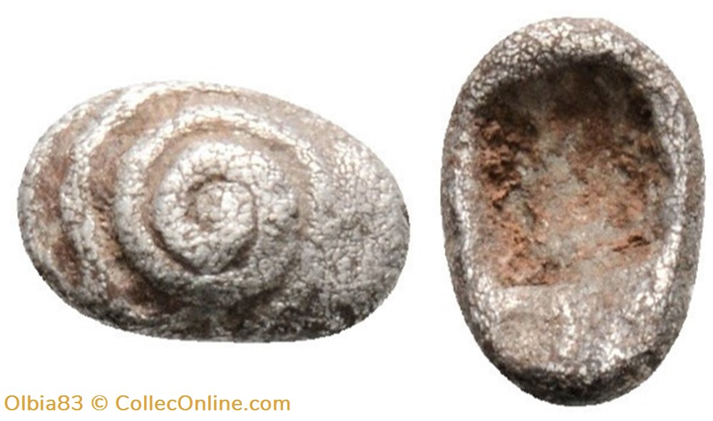 Erythrée? - Hémiobole - Spirale - Carré creux monnaies antiques grecques erythree hemiobole spirale carre creux