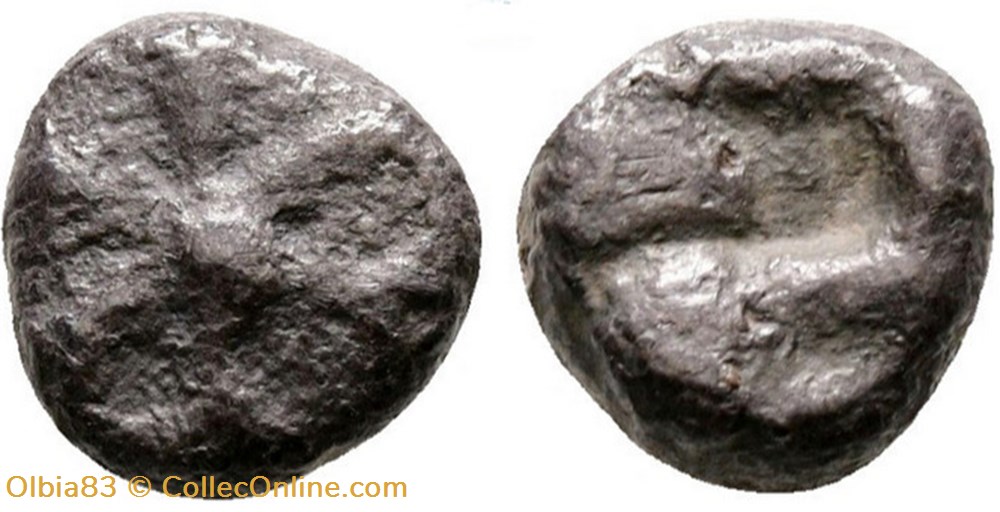 Incertaine-Diobole-Fleur/Carré creux . monnaies antiques grecques incertaine diobole fleur carre creux