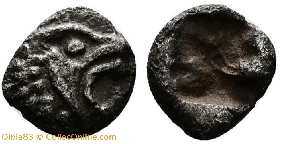 M Royaume de Lydie / Quarante huitième de statère / Tête de Lion rugissant - Carré creux. monnaies antiques grecques m royaume de lydie quarante huitieme de statere tete de lion rugissant carre creux