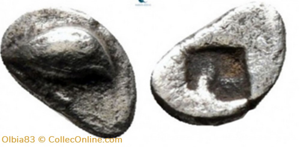Ionie / Incertaine / Tetartemorion / Œil / Carré creux. monnaies antiques grecques ionie incertaine tetartemorion il carre creux