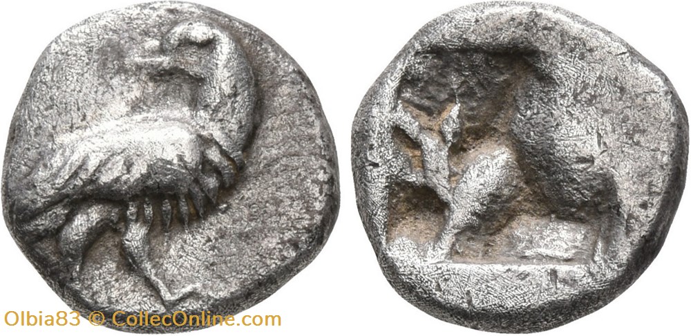 Abydos / Incertaine / Diobole / Aigle / Carré creux. monnaies antiques grecques abydos incertaine diobole aigle carre creux