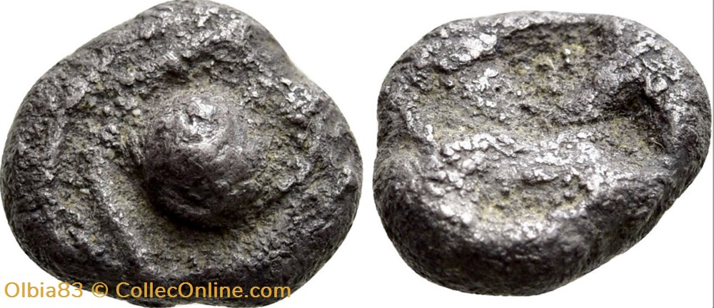 Ionie / Incertaine / Obole / Œil / Carré creux . monnaies antiques grecques ionie incertaine obole il carre creux