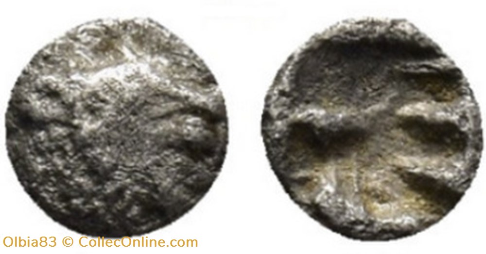 M Royaume de Lydie / Quarante huitième de statère / Tête de Lion rugissant - Carré creux. monnaies antiques grecques m royaume de lydie quarante huitieme de statere tete de lion rugissant carre creux