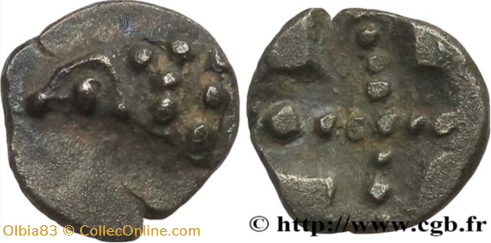 Tête de bélier à gauche "au pointillé" - Type du trésor d'Auriol monnaies antiques grecques tete de belier a gauche au pointille type du tresor auriol