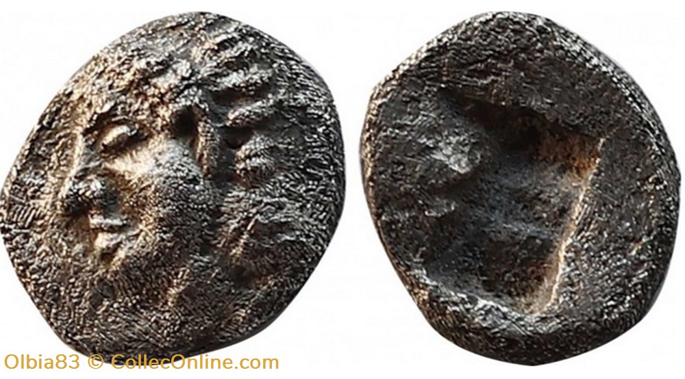 Colophon / Tetartémorion / Tête à gauche - Carré creux monnaies antiques grecques colophon tetartemorion tete a gauche carre creux
