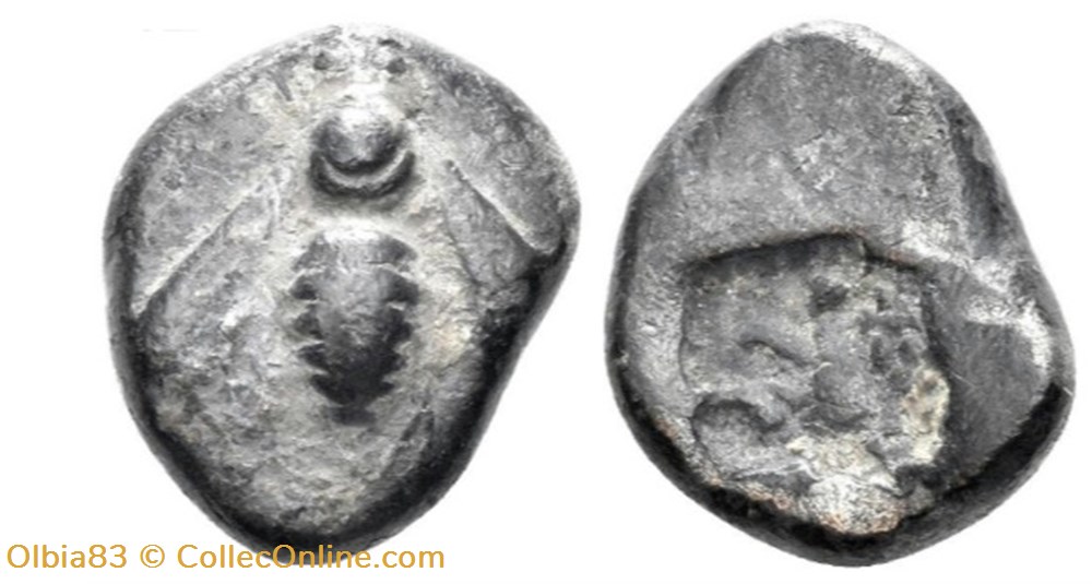 *Ionie-Ephése-Drachme-Abeille / Carré creux. monnaies antiques grecques ionie ephese drachme abeille carre creux
