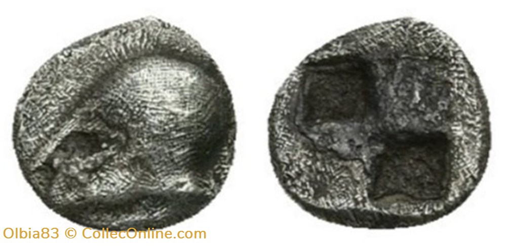 monnaies antiques grecques m neandria tritartemorion casque a gauche carre creux