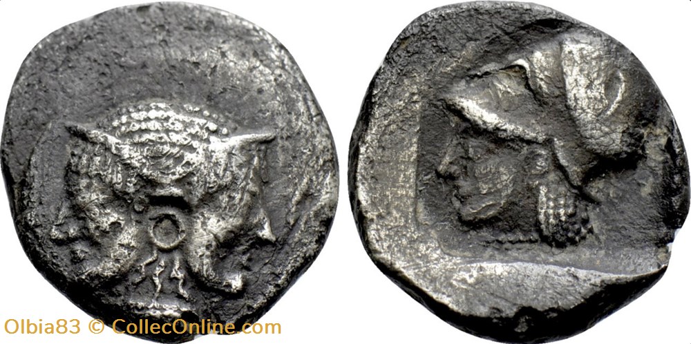 monnaies antiques grecques lampsaque obole tetes de femme janiforme portant la taenia tete d athena a gauche