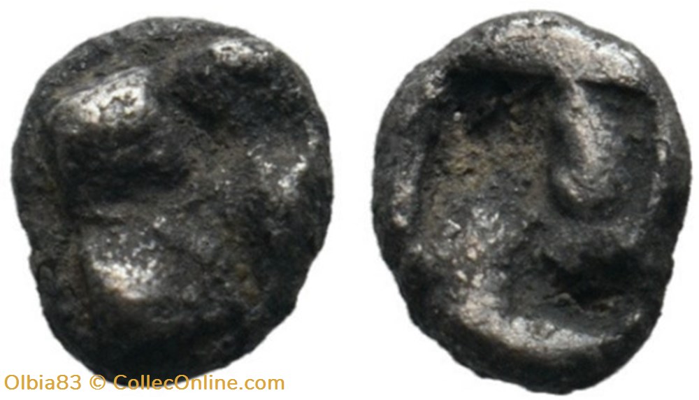 Ionie / Incertaine / Obole / Croix swastika - Carré creux. monnaies antiques grecques ionie incertaine obole croix swastika carre creux
