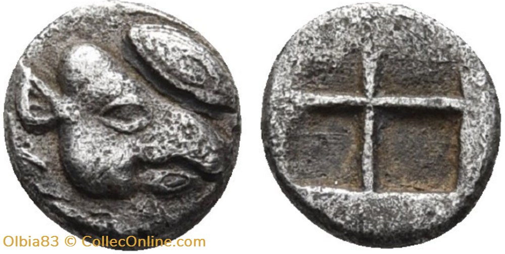 monnaies antiques grecques ile de lesbos 1 24 statere tete de sanglier a droite devant un grain carre creux