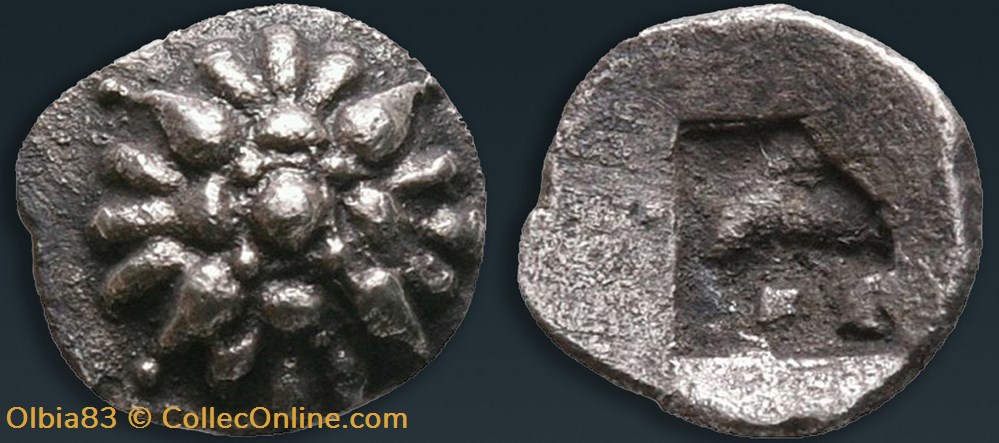 M-Erythrée - Hémiobole - Rosace - Carré creux. monnaies antiques grecques m erythree hemiobole rosace carre creux