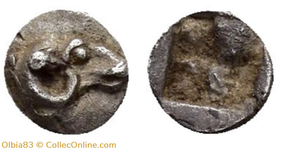 *Cebren / Tetartemorion / Tête de bélier - Carré creux monnaies antiques grecques cebren tetartemorion tete de belier carre creux