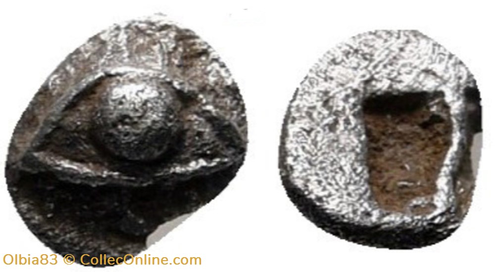 Ionie / Incertaine / Tetartemorion / Œil / Carré creux. monnaies antiques grecques ionie incertaine tetartemorion il carre creux